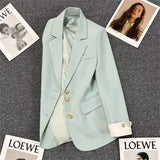 Zingj Suit Jacket Female 2024 Spring New Korean Version Of Fashion Suit Blue Fried Street Foreign Style Design
