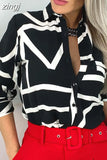 Down Collar Print Shirts Women Fashion Clothes Spring Office Lady Blouse Button Pocket Long Sleeve Tops Mujer
