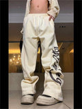 school baggy sweatpants with seams and logo