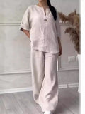 New Women's Fashion Pure Color Cotton Slack Suit