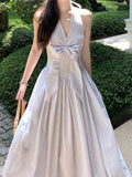 Spring And Summer New Temperament Thin Design Small Fish Bone Bundle Hanging Neck V-Neck Dress Fish Bone