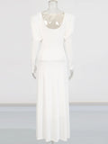 Advanced Sense Dress 2025 New Twisted Metal Buckle Design Long-Sleeved Solid Color Long Dress