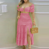Autumn New Fashion Impact Printing Vest High-Waist Open Fork Dress Set