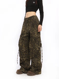 Zingj Leopard Print Color Overalls Wide Leg Pants Female Early Spring Hot Girl Design Sense Loose High Waist Show Thin Casual