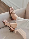 Women 2025 Summer New Thick Heel With Fairy Wind Toe Thin With Ocean Net Red Women Shoes