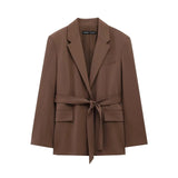 Women's INS Burst Fashion With Belt Loose Casual Suit Jacket + Trousers