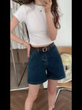 Splicing Design Feel Bottom Shirt Spring And Autumn New Loose High Waist Thin Short-Sleeved T-Shirt