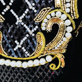 Heavy Industry Embroidery Slitting Nails Long-Sleeved Gold Velvet Bag Hip Dress For Autumn/Winter