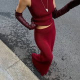 Women's Dress New Sleeveless High-Collar Knitted Vest Hip Dress Fashion Suit