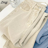 Jeans Women Retro Chic Loose Denim Trouser High Waisted All-match Spring Schoolgirls Bottom Basic Stretwear Harajuku