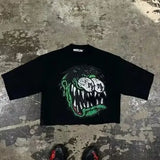 Zingj Retro Men's Cartoon Hip-Hop Short-Sleeved Cotton T-Shirt American Kawayi Long Clothes Y2k Short Sleeves 102-1-Outfit