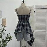 Shooting Irregular Skirt Lattice Sling Vest Women's Summer Design Sleeveless Top