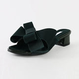 flat slippers women's shoes 2019 Korean version of the summer new large bow satin round head sandals Wild half