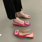 Sandals Women Coarse Heel 2025 Summer New Square Buckle Drill Fairy Style Method Behind The Empty Lazy Single-Shoe