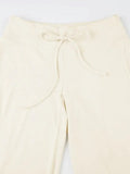 Solid Turned Waist Tie Up Flare Leg Pants- Outfit