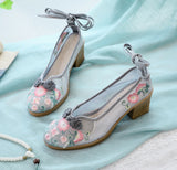 Zingj Heels, Beef Tendon Bottom Embroidered Cloth Shoes Women's Shoes Can Be Matched With Gauze Skirt Cheongsam Tea Clothing