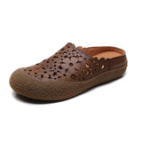 Half Slippers Women's Summer New National Style Wear Retro Soft Sole Shoes Flat Sandals Hollow Women's