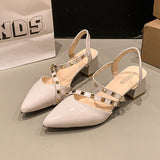 Bag Head Sandals Women's Coarse Heel 2025 Spring And Summer New Willow Roman Fashion Lacquered Leather Tip Bee Slope And