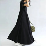 Summer New Women's V-Neck Bat Sleeves Folding Solid Color Dress Slimming Women's