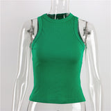 Zingj New Slim Rib Sleeveless T-Shirt Jacket Female Short Sexy Slim