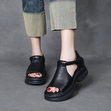 Head-Level Cower Hand-Bag Root Magic Stick Thick Soles Ultra-Light Sandals Summer Ladies Hollow Pine Pastry