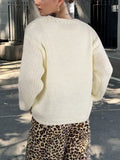 Yang Autumn And Winter Sweater Women Loose Round Collar Hand Embroidered Bow Jacket