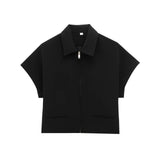 Spring New Women's Collar Short-Sleeved Short Coat Straight Trousers 8491053