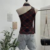 And Summer Ribbon Wear Double Mesh Sexy Hottie Hanging Neck Sling Vest Woman