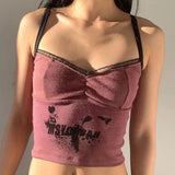 Vintage Lace Letter Print Tank TopOutfit