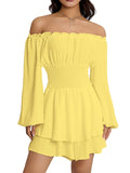Jumpsuit Women's High-Grade Folds Shoulder Long Sleeves Leisure Super-Sleeves Super-Sleeves Of French