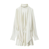New Fashion Temperament Women's Silk And Fern Texture Scarf Dress