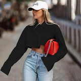 Women's Clothing 2025 Summer New Thin Top Long-Sleeved Short Design To Feel The Belly White Shirt