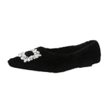 Square Buckle Pointed Head Shallow Single Shoes Women 2025 Temperament A Foot Pedal Wool Shoes To Keep Warm And Comfortable Pregnant