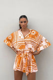 Zingj Summer 2024 Ladies With Waist Strap Geometric Print Sexy Jumpsuit