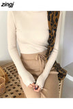 Spring Autumn Winter High Elastic Slim Sweater Women Turtleneck Ruched Women Sweater Fashion Solid Chic Knitted