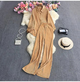 Suit Female Temperament Loose Long-Sleeved Shirt Two Sets Of Leisure High-Waist Hanging Pendant 100