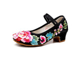 Zingj Heel Single Shoes Spring And Summer New Thick Heel Women's Shoes Cheongsam Embroidered Shoes Mary Jane Retro National Style High Heel National Style