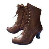 Zingj Station Tall Heel Plus Size Female British Style Martin Boots Thick Heel Ankle Boots Middle Tube Locomotive Boots Women's