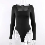 Zingj Onesie Fashion One-Word Collar Solid Color Onesie Top