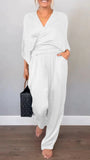 Women's Summer Fashion Solid Color Sleeve Short-Sleeved Blouse Trousers