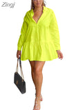 Sexy Dresses For Women 2023 Long Sleeve Bodycon Shirt Blouse Dress Female Buttons Flounced Edge Club Mini