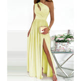 Women's Dress 2025 Slanted Shoulder Dress Temperament Sleeveless Sexy High-Waist Opening