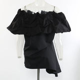Spring And Summer Shoulder-To-Shoulder Card Doll Thorny Shape Shirt Shirt Shirt Female