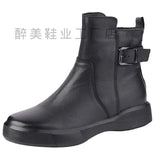 Martin Boots Women Wish British Thick-Bottom Single Boots Retro Flat-Bottom Short