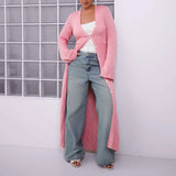 Long Hollow Knitted Coat Women Slim Thin Casual Fashion Party Out Of The Street
