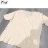 Women V-Neck Fashion Summer Sexy Female Tops All-match New Harajuku Slim Vintage Ulzzang Elegant Chic Ins Popular