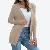 New Solid-Color Knitted Coat With Pocket Cardigan Jacket Street Trendy Sweater Fashion Top