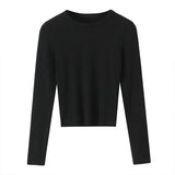 Round Collar Stitching Long Sleeve Bottom Shirt Women Autumn And Winter New Slimming Inside T-Shirt