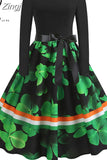 Women Elegant Vintage Dress Polka Dot Printed Party Dress Vestidos Long Sleeve Casual A-line robe Retro