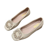 Fashion Commuting Single-Shoe Women 2025 Autumn New Casual Square Head Pearl Bean Shoes Korean Version Of Shallow Women's